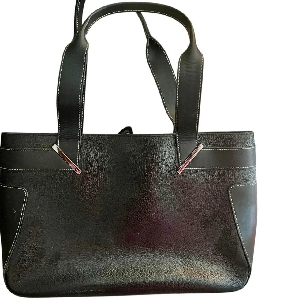 Gucci Rare Black Leather Bag with Silvertone Accents